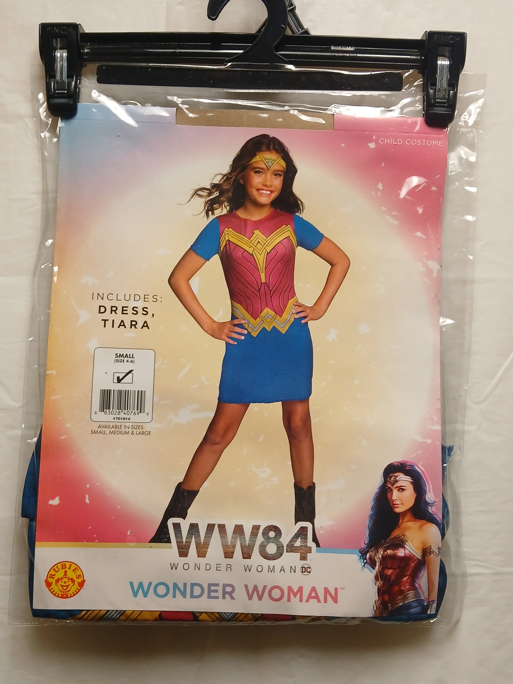 WW84 Wonder Woman Kids Costume Dress and Tiara - Blue, Red & Gold